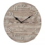 12 In. round Sunwashed Wood Quartz Analog Wall Clock
