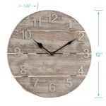 12 In. round Sunwashed Wood Quartz Analog Wall Clock
