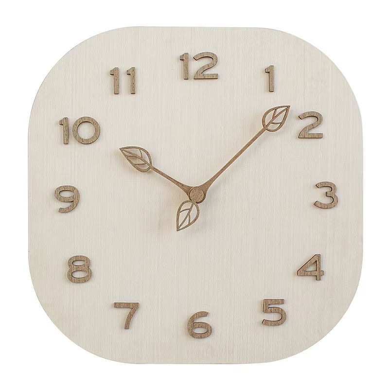 Modern Personality Wall Clock Simple Square Light Luxury Wooden Design for Home Living Room Bedroom Clock for Wall Decor