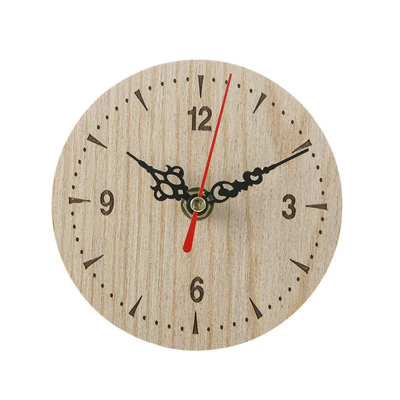 2025 New Arrival Retro Vintage Style Wooden round Small Wall Clock Quiet Numerals Quartz Home Hot Sales