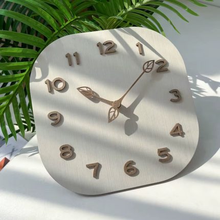 Modern Personality Wall Clock Simple Square Light Luxury Wooden Design for Home Living Room Bedroom Clock for Wall Decor