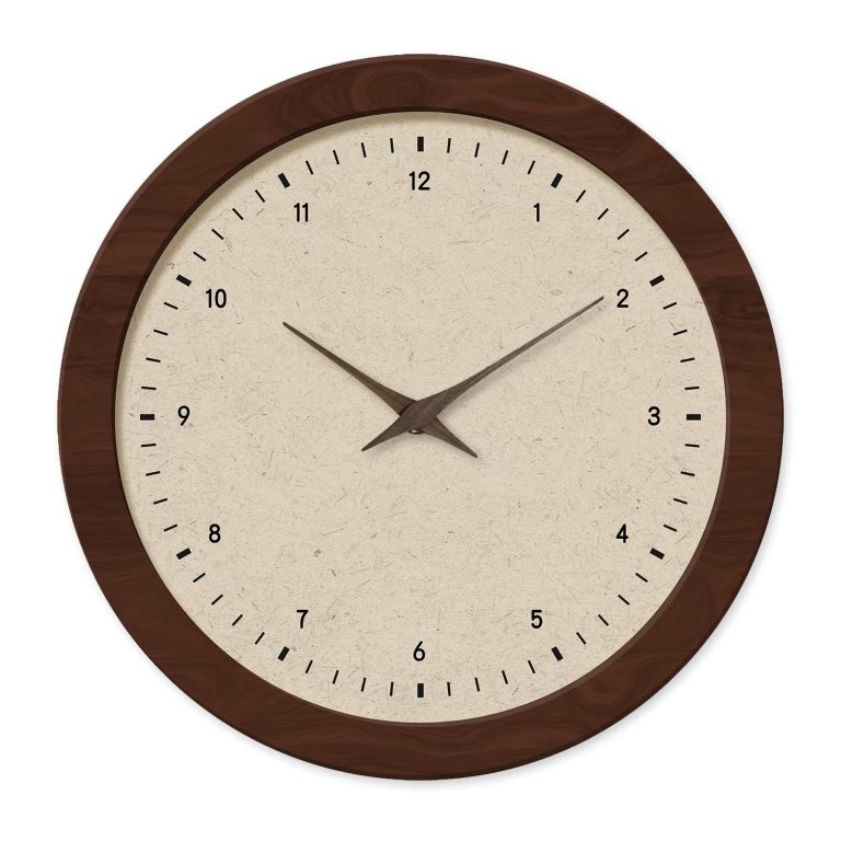 French Ancient Style Crystal Porcelain round Simple Pattern Wooden Wall Clock Living Room Bedroom Kitchen Home Decoration Wall Clock Silent Quartz Clock Holiday Gift 12 Inches 14 Inches 16Inch (Without Battery)