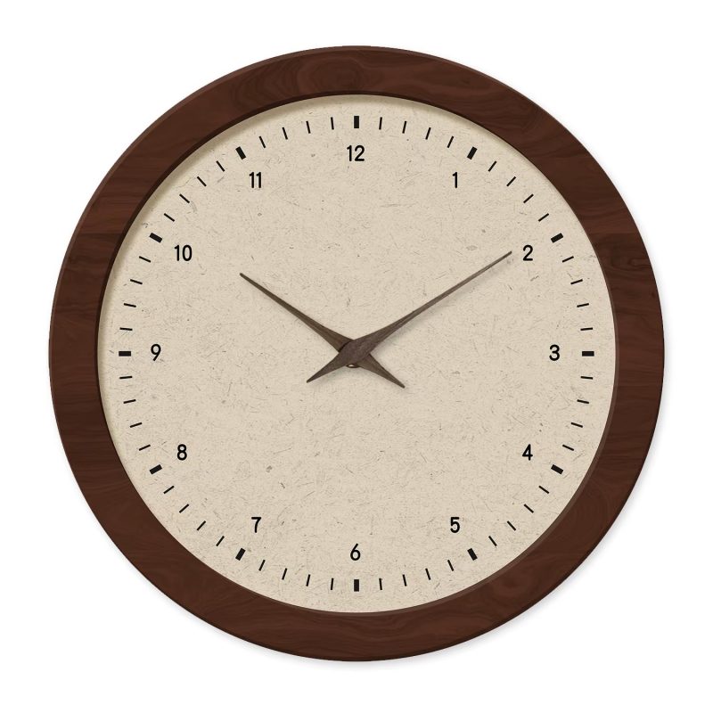 French Ancient Style Crystal Porcelain round Simple Pattern Wooden Wall Clock Living Room Bedroom Kitchen Home Decoration Wall Clock Silent Quartz Clock Holiday Gift 12 Inches 14 Inches 16Inch (Without Battery)