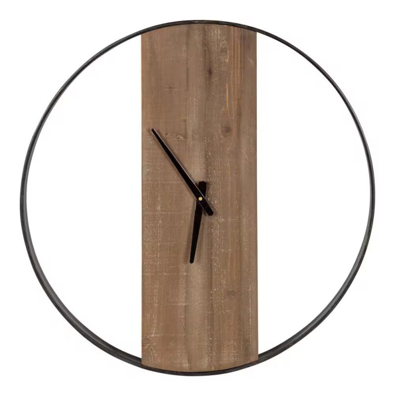 Ladd Natural/Black Industrial Wall Clock