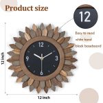 12 in Rustic Wood Boho Sunburst Decorative Wall Clock Silent Non Ticking Farmhouse Small Wall Clocks for Living Room Kitchen Bedroom Decor (Tricolor)