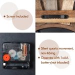 12 in Rustic Wood Boho Sunburst Decorative Wall Clock Silent Non Ticking Farmhouse Small Wall Clocks for Living Room Kitchen Bedroom Decor (Tricolor)