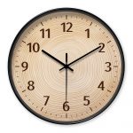 Round Wood - Grain Decor Wall Clock, Tree - Ring Pattern (Batteries Not Included), 10-16 Inches
