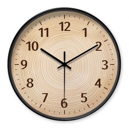 Round Wood - Grain Decor Wall Clock, Tree - Ring Pattern (Batteries Not Included), 10-16 Inches