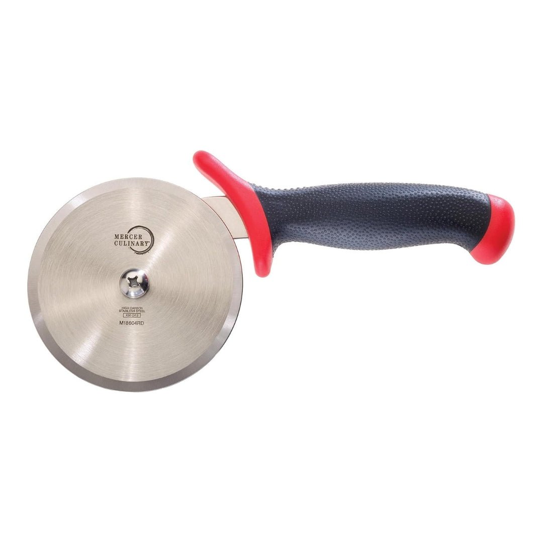 Mercer Culinary Millennia Pizza Cutter with Red Handle, 4 Inch Wheel, Stainless Steel