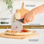 Ooni Professional Pizza Cutter Wheel - Ø4.4″ Blade - Classic Stainless Steel Pizza Wheel Cutter with Green Handle